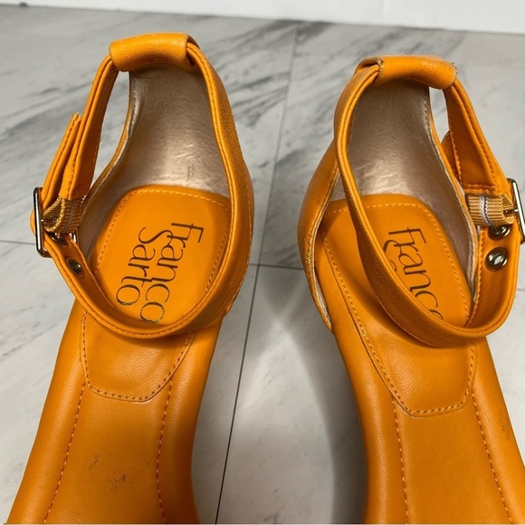 Franco Sarto Bery Orange Leather Ankle Strap Heeled Sandal 6 1/2 M - Picture 14 of 16